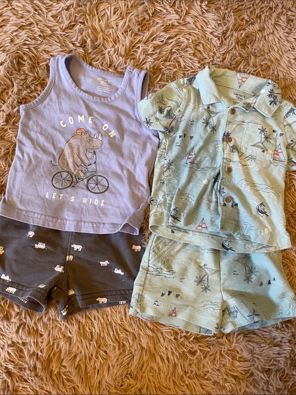 Carter's Lilac Tank w/ Gray Sheep Shorts & Mint Sailor Shirt-Shorts Outfits Set